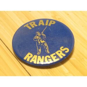 Vintage Traip Academy Rangers Historical Pin Badge Pinback  Blue Gold Shotgun